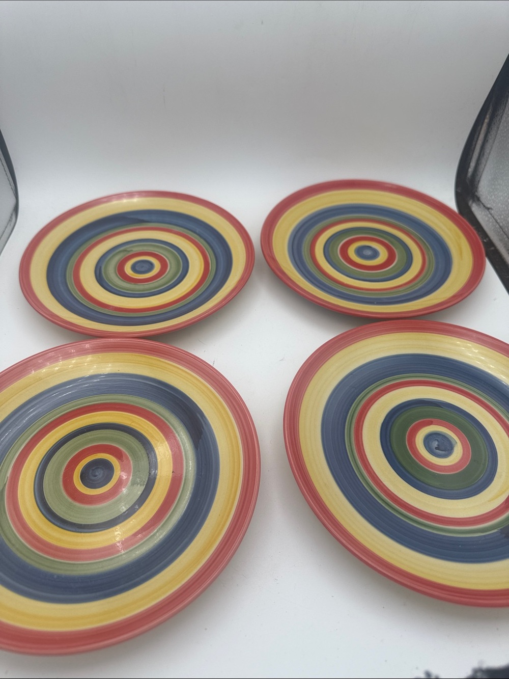 Swirl multicolor Table tops unlimited set of 4 salad plates 8 3/8” handpainted